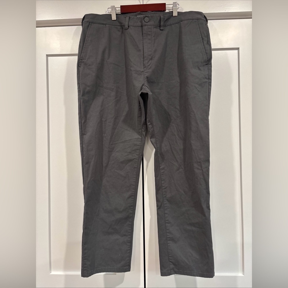 Mack Weldon Pants Mens Gray Chino Straight Stretch Flat Front 37/38 waist